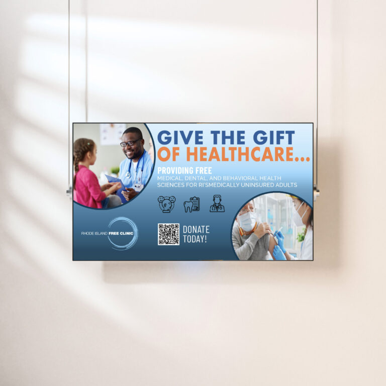 RI Free Clinic On-Site Display Mockup